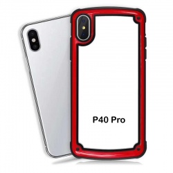 Huawei P40 Pro Clear Back Shockproof Cover Red
